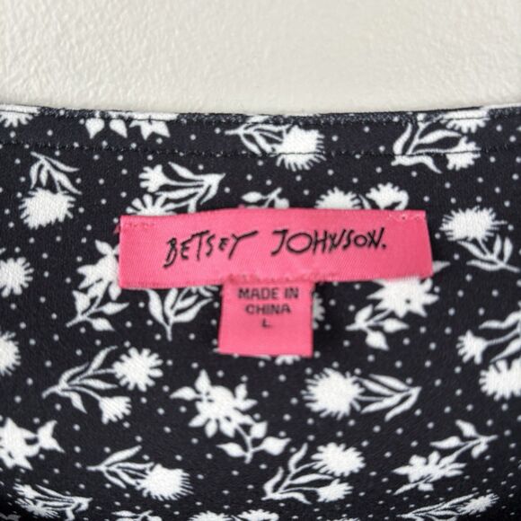 Betsey Johnson Maxi Dress Large Puff Short Sleeves Lace-up Slit Floral JM108674 - Picture 10 of 13